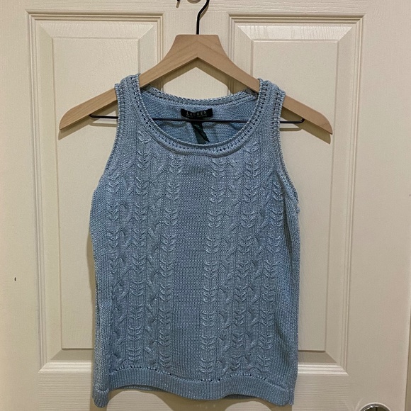 Lauren Ralph Lauren Tops - Lauren- Ralph Lauren Light Blue/Silver Cable Knit tank- Size Large